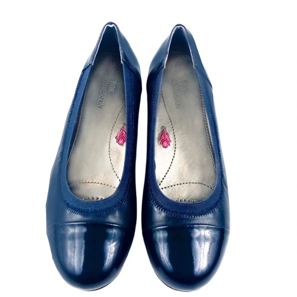 Ros Hommerson Girls Navy Leather Dress Flats Sz3.5